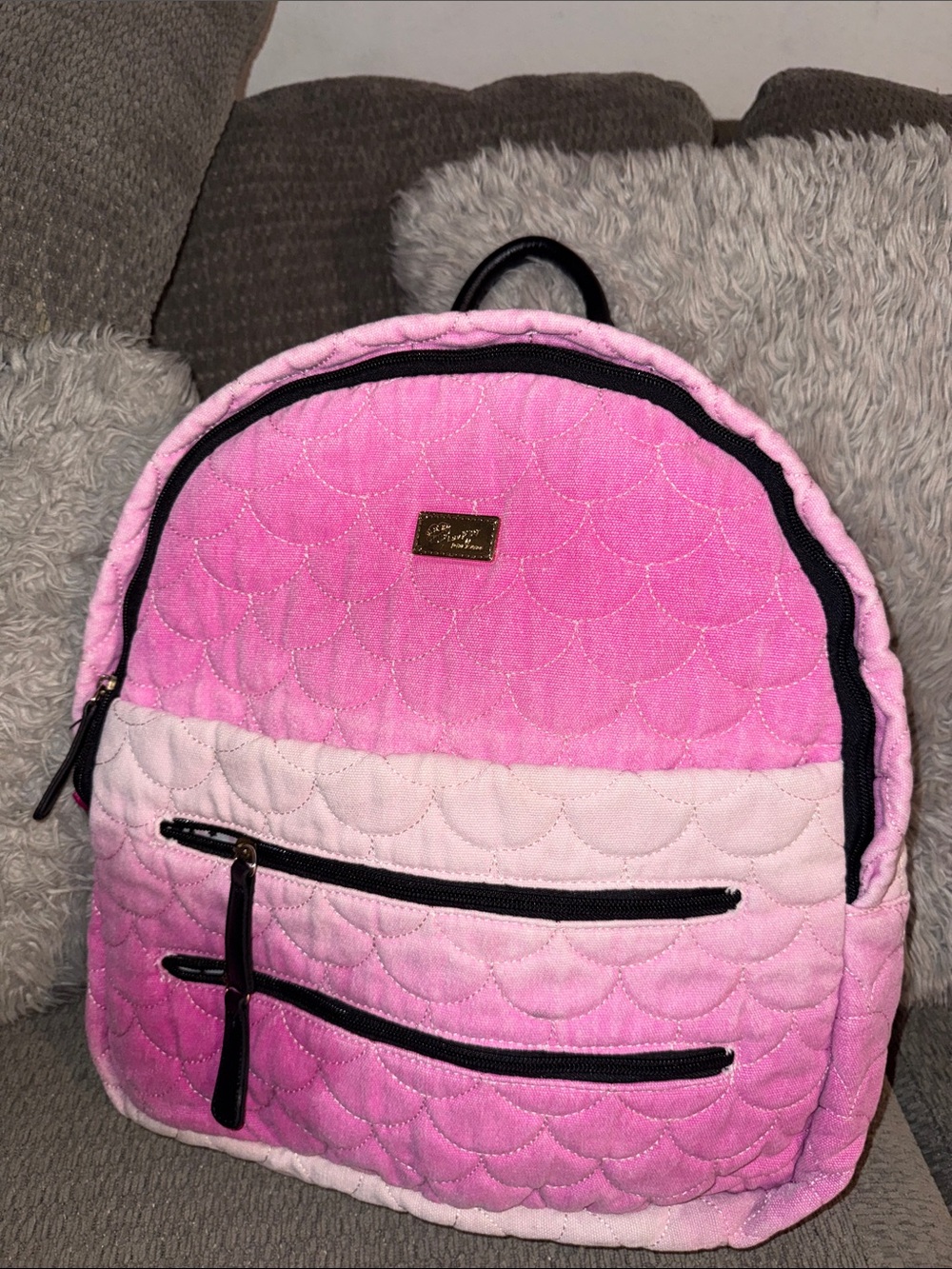 Luv Betsy by Betsy Johnson
Quilted Pink Ombre Backpack with Front Zip Pockets